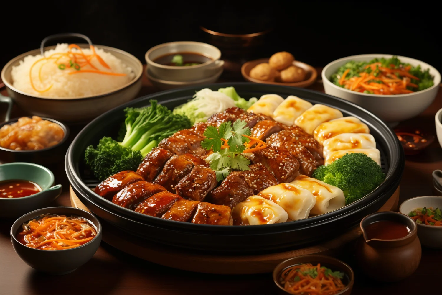 Korean themed dinner night spread
