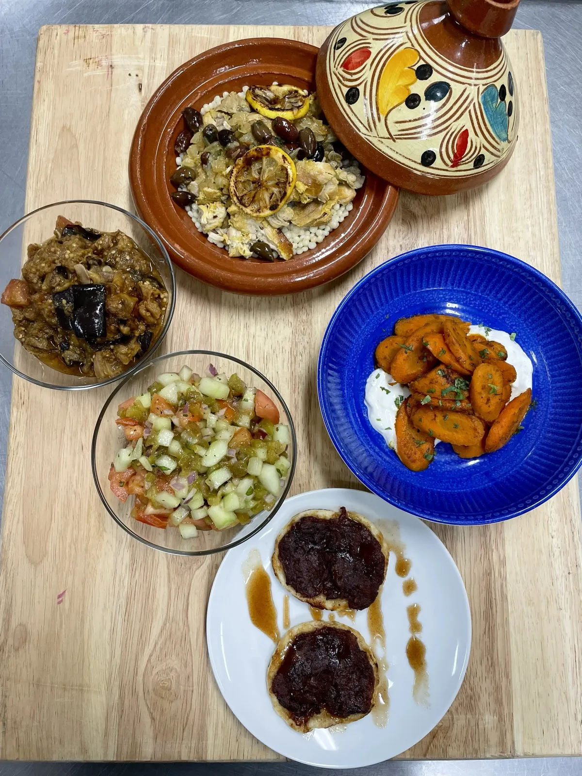 Moroccan themed dinner night spread